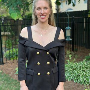 Cold-Shoulder Double Breasted Jacket- Alexa Admor- Black - Size 10
